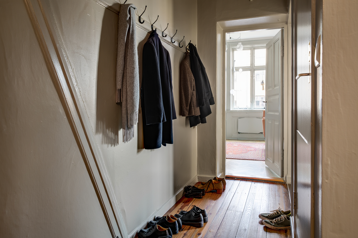 Mittatilauskaapisto eteisessä